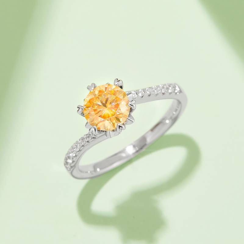 扭臂微镶雪花S925银镀白金MoissaniteWomen's Ring1ctD级